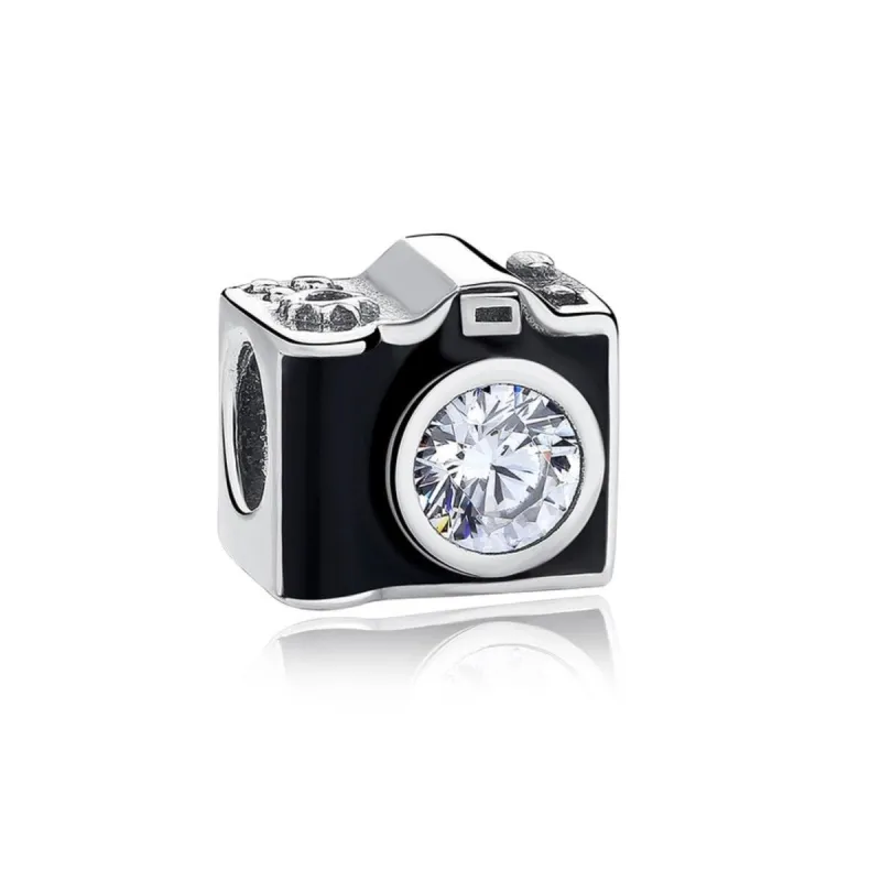 Sterling Silver Black Cubic Zirconia Camera Charm Bead sold by Zulily