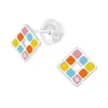 Sterling Silver Multi-Colored Square Stud Earrings with Cubic Zirconia sold by Zulily