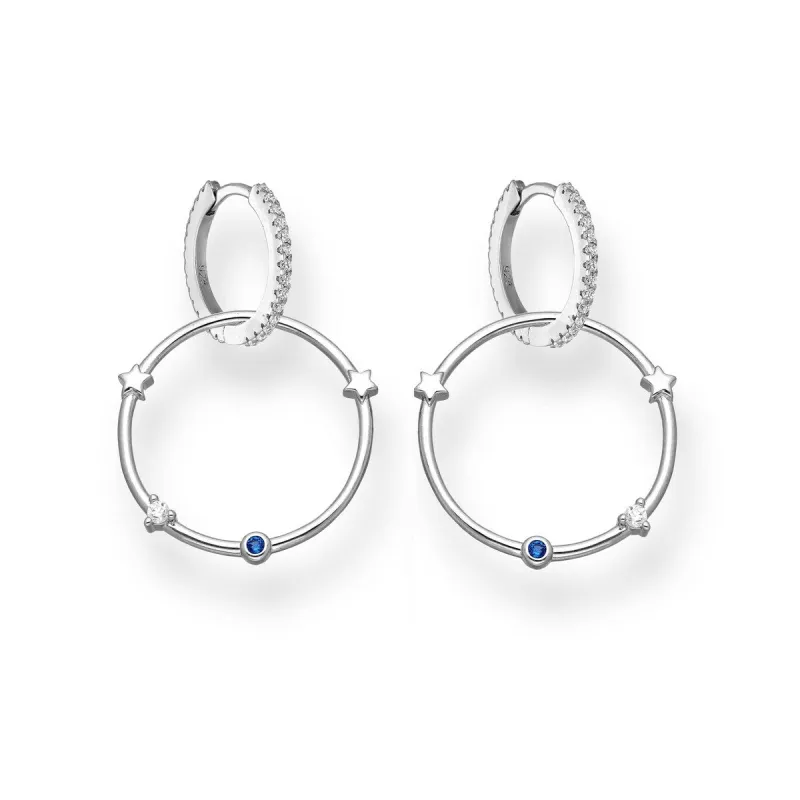 Sterling Silver 2 In 1 Wear Cubic Zirconia Huggie Hoop And Star Earrings sold by Zulily