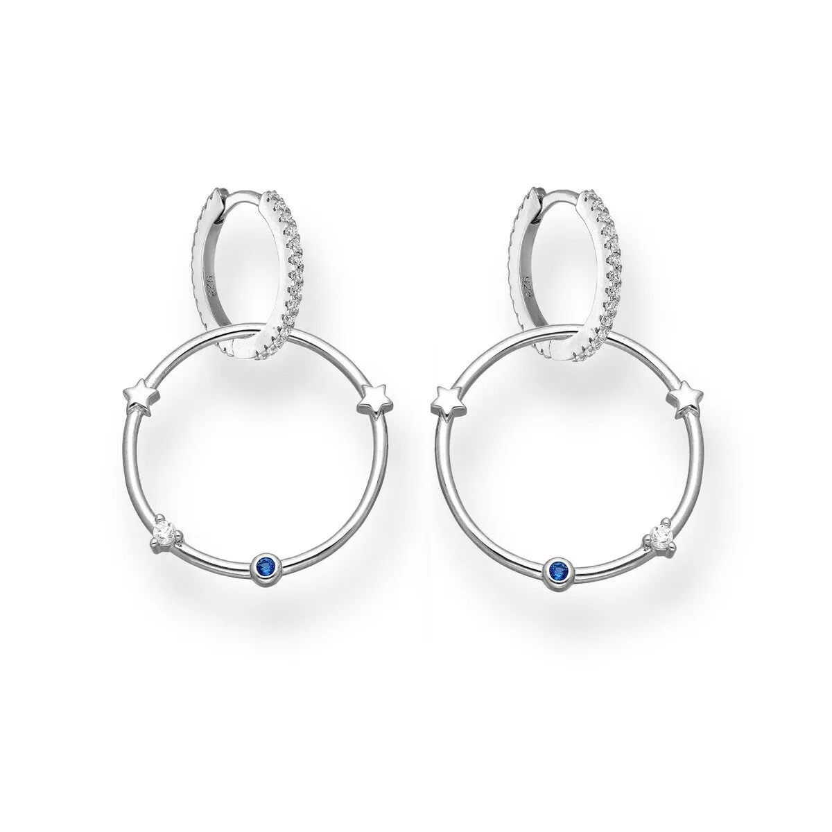 Sterling Silver 2 In 1 Wear Cubic Zirconia Huggie Hoop And Star Earrings sold by Zulily