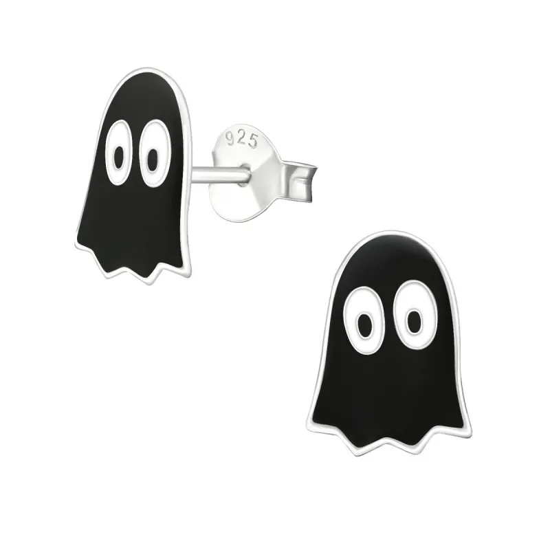 Sterling Silver Black Ghost Stud Earrings sold by Zulily