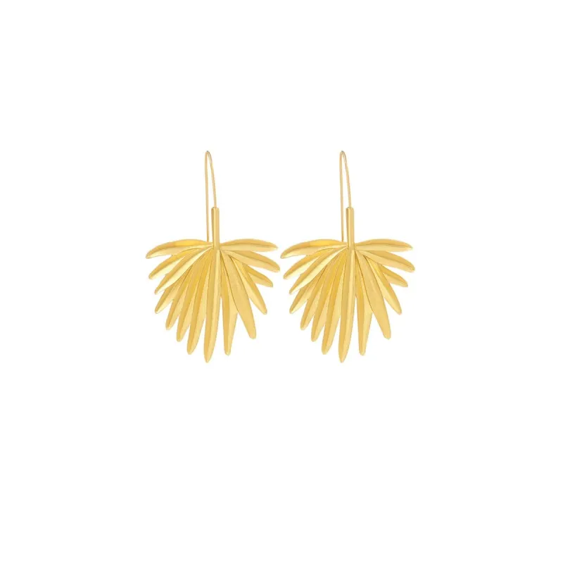 Goldtone Palm Frond Threader Earrings sold by Zulily