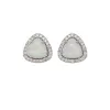 Sterling Silver & Cubic Zirconia Triangular Stud Earrings with Lab-Created White Opal sold by Zulily