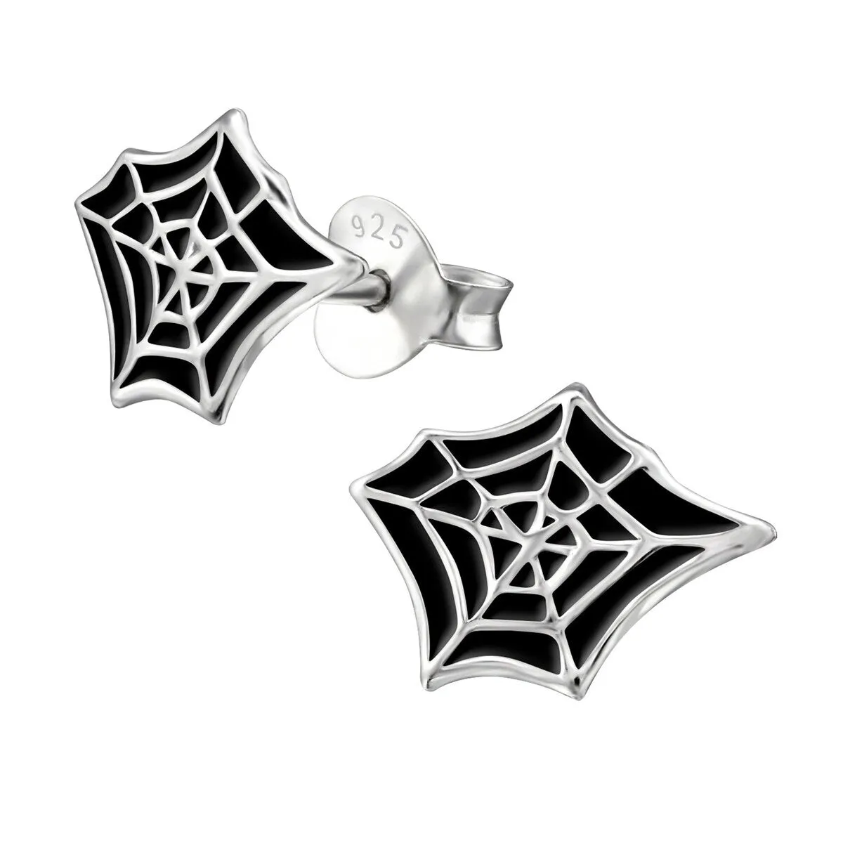 Sterling Silver Black Spiders Web Stud Earrings sold by Zulily