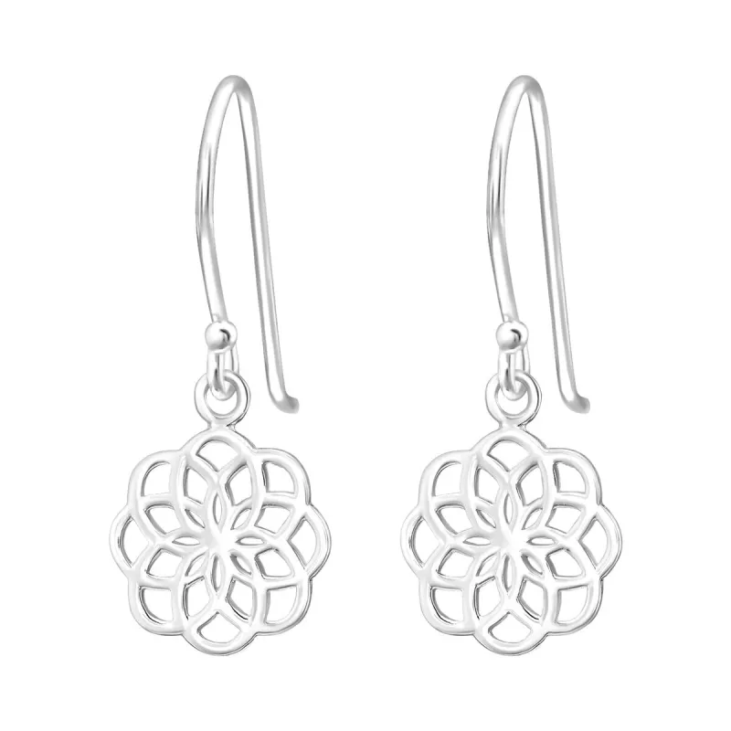Sterling Silver Open Flower Drop Earrrings sold by Zulily