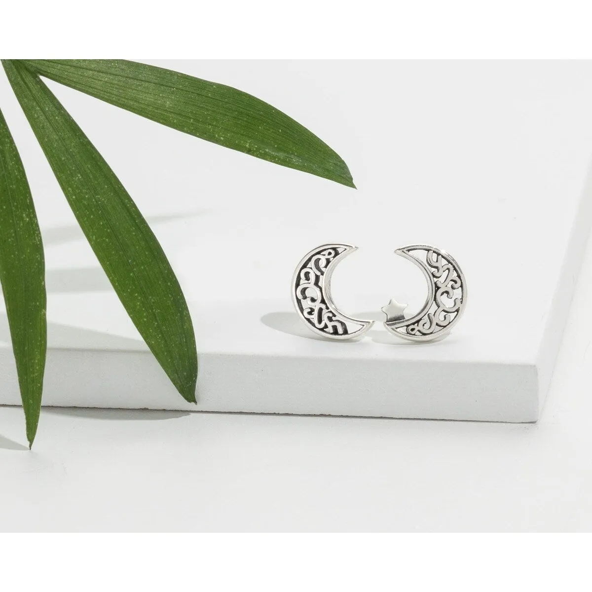 Sterling Silver Filigree Crescent Moon Stud Earrings sold by Zulily