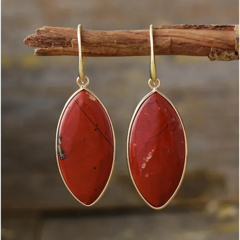 Goldtone & Red Jasper Marquis Drop Earrings sold by Zulily