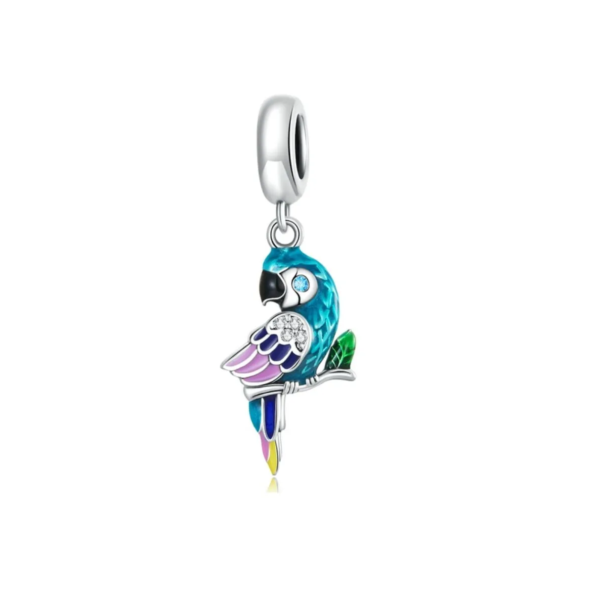 Sterling Silver Multi Colored Parrot Dangling Charm sold by Zulily