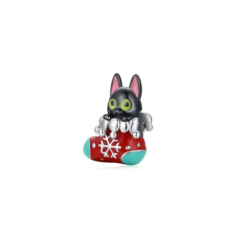 Sterling Silver & Cubic Zirconia & Red Cat Stocking Charm sold by Zulily