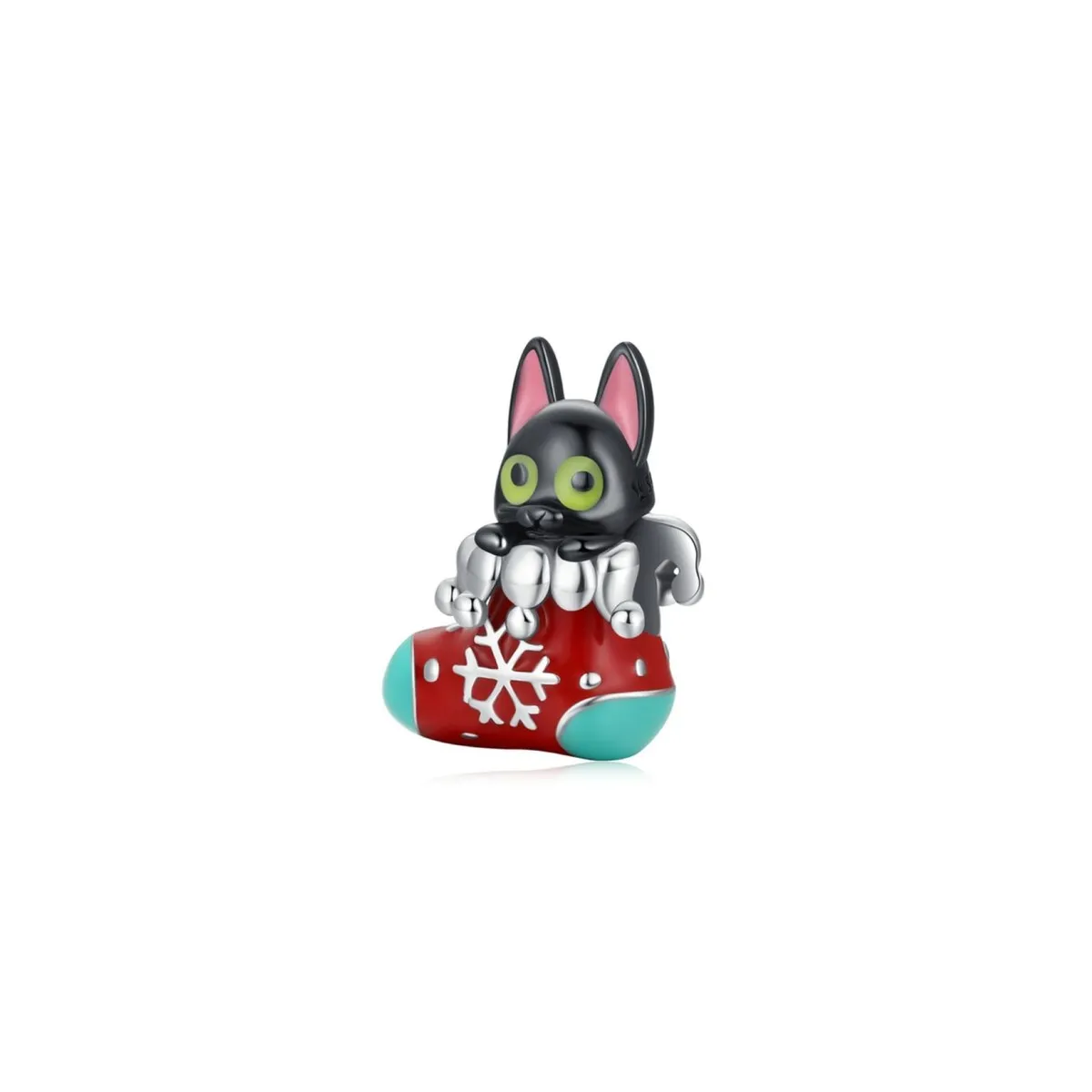 Sterling Silver & Cubic Zirconia & Red Cat Stocking Charm sold by Zulily