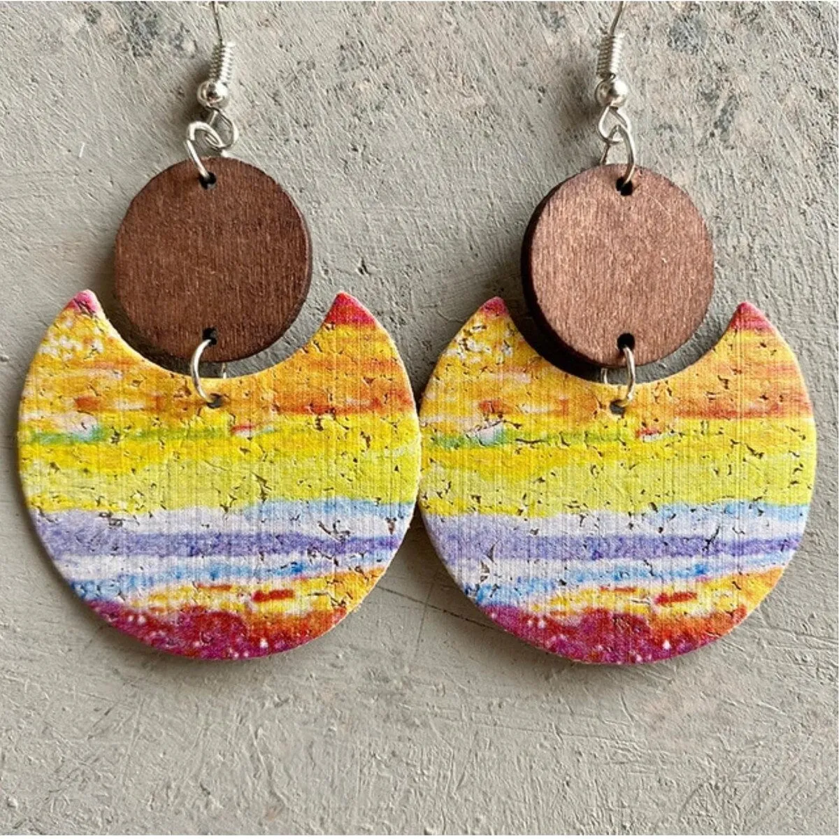 Crescent Moon & Wooden Drop Earrings sold by Zulily product image thumbnail 2