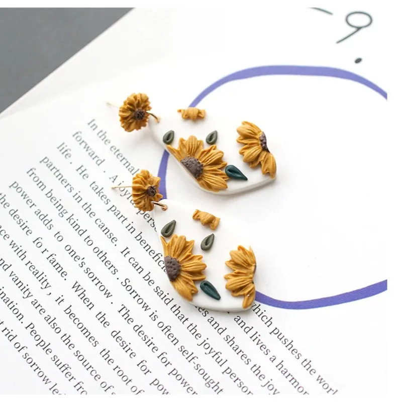 Yellow & White Sunflower Drop Earrings sold by Zulily