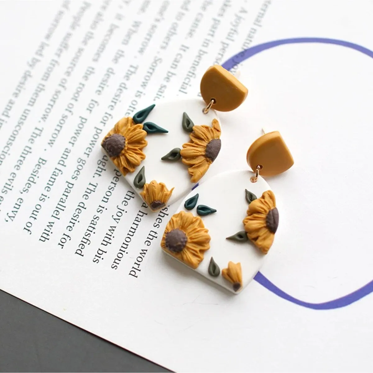 Yellow & White Sunflower Drop Earrings sold by Zulily product image thumbnail 2