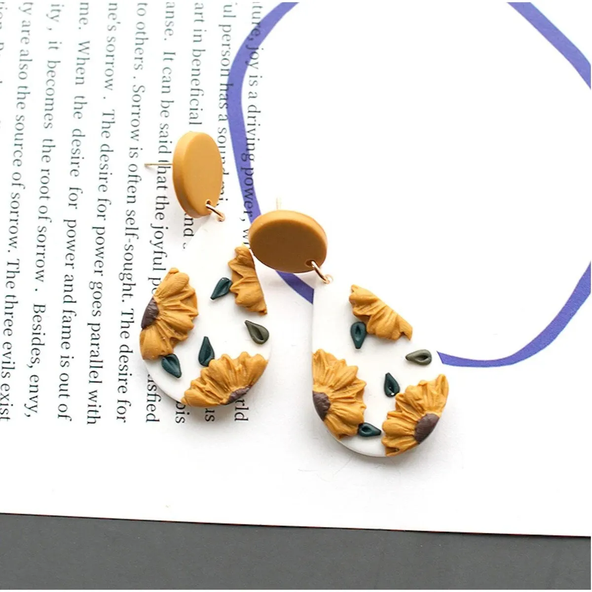 Yellow & White Sunflower Drop Earrings sold by Zulily product image thumbnail 3