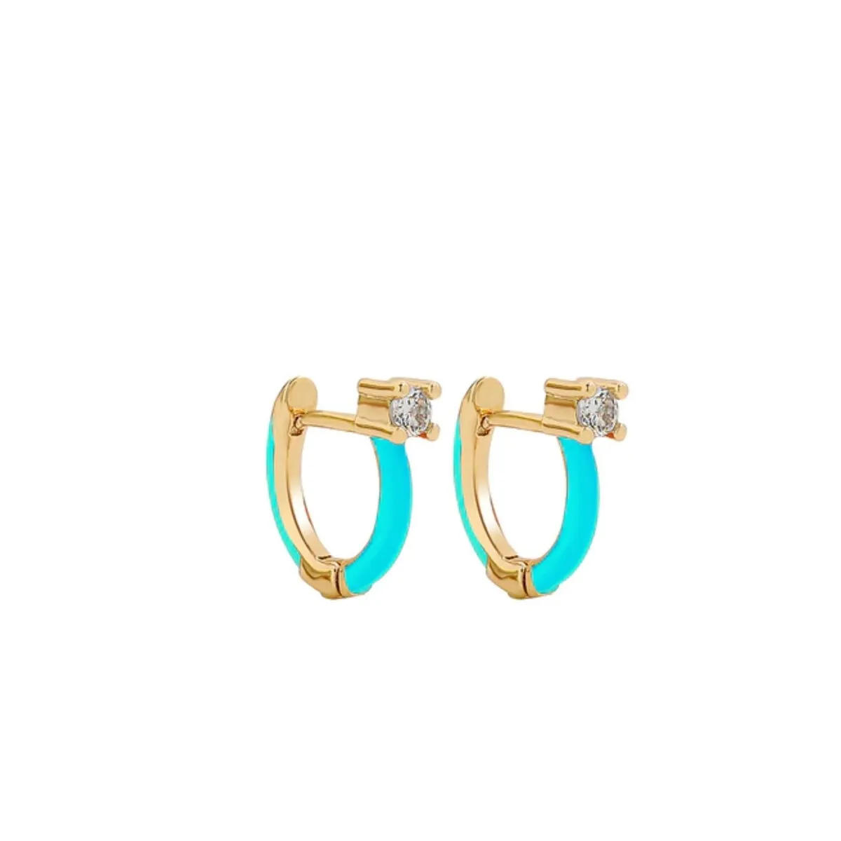 Goldtone & Neon Blue Huggie Hoop Earrings With Crystals sold by Zulily