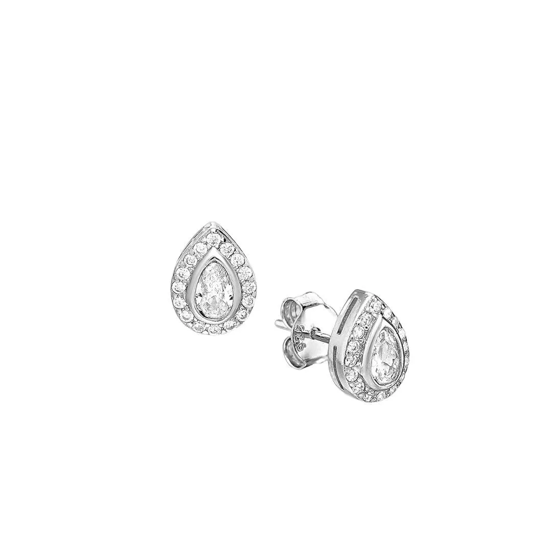 Sterling Silver & Cubic Zirconia Droplet Halo Stud Earrings sold by Zulily