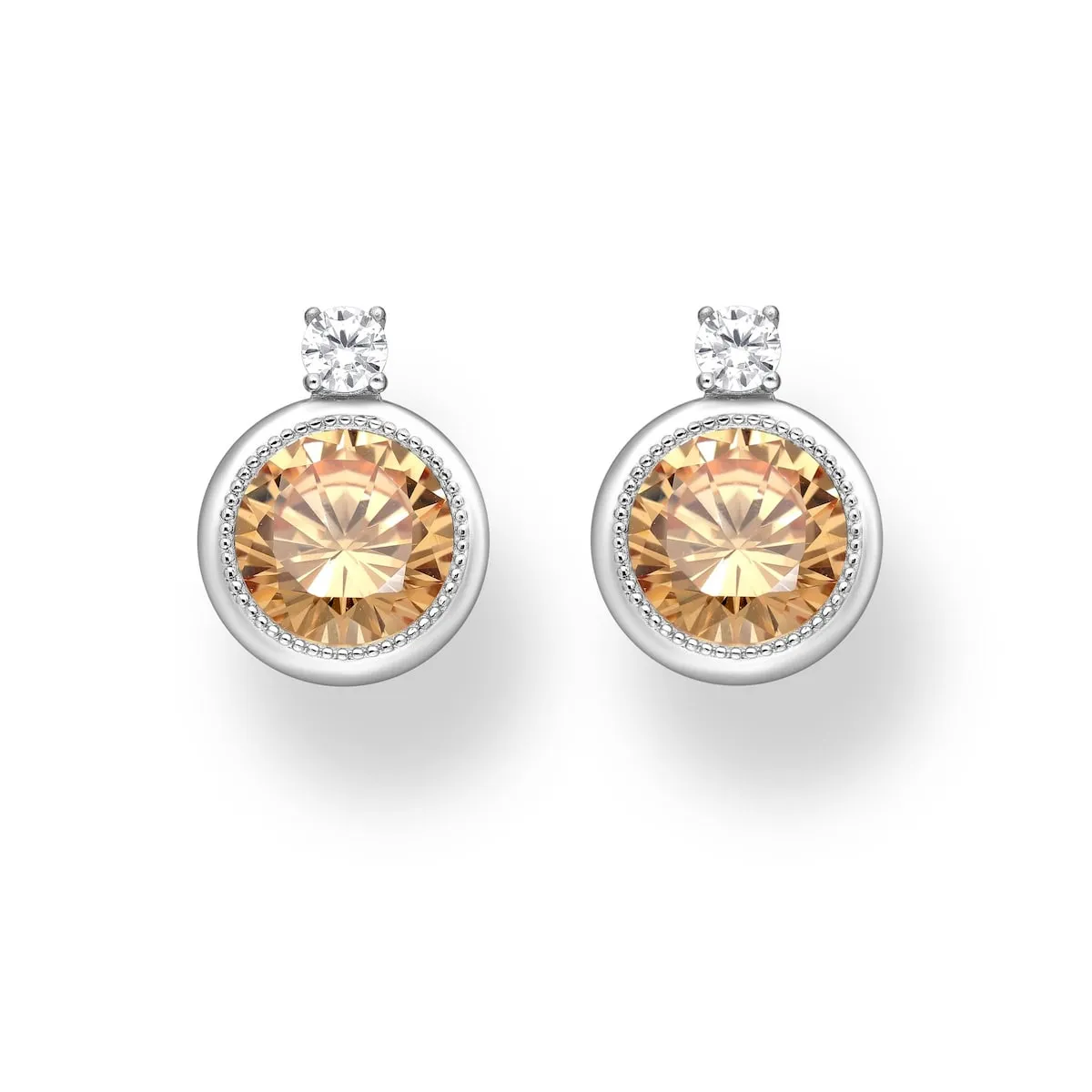 Cubic Zirconia & Sterling Silver Circular Stud Earrings sold by Zulily