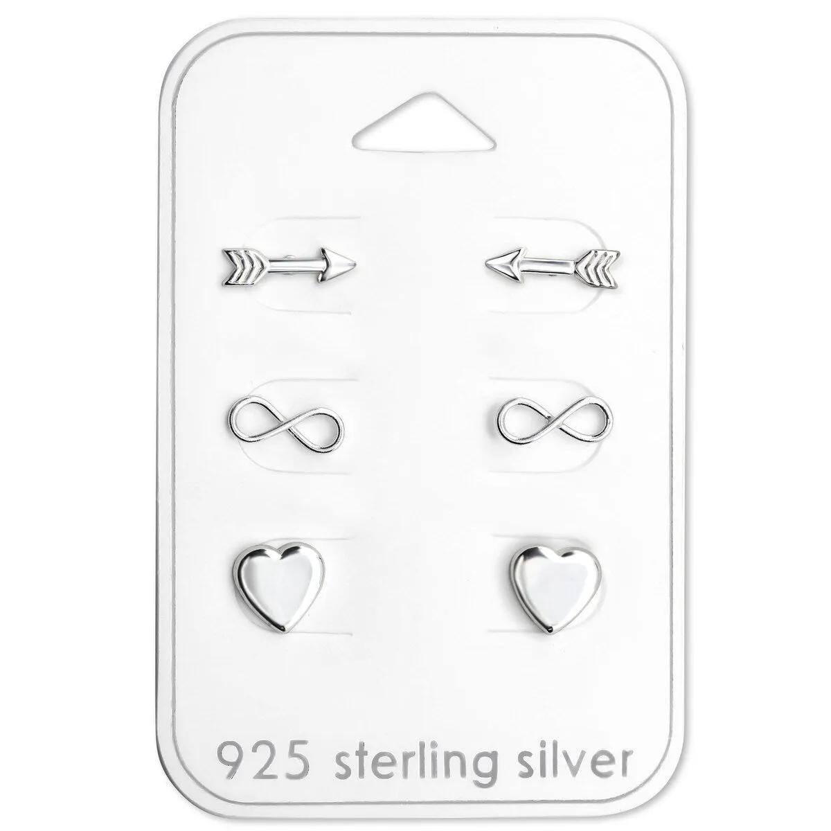 Sterling Silver Heart, Infinity Arrow Stud Set sold by Zulily