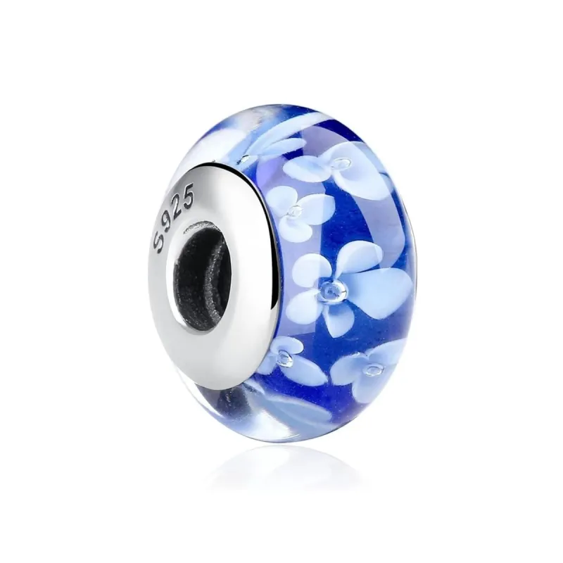 Sterling Silver Blue Mix Floral Bracelet Charm sold by Zulily