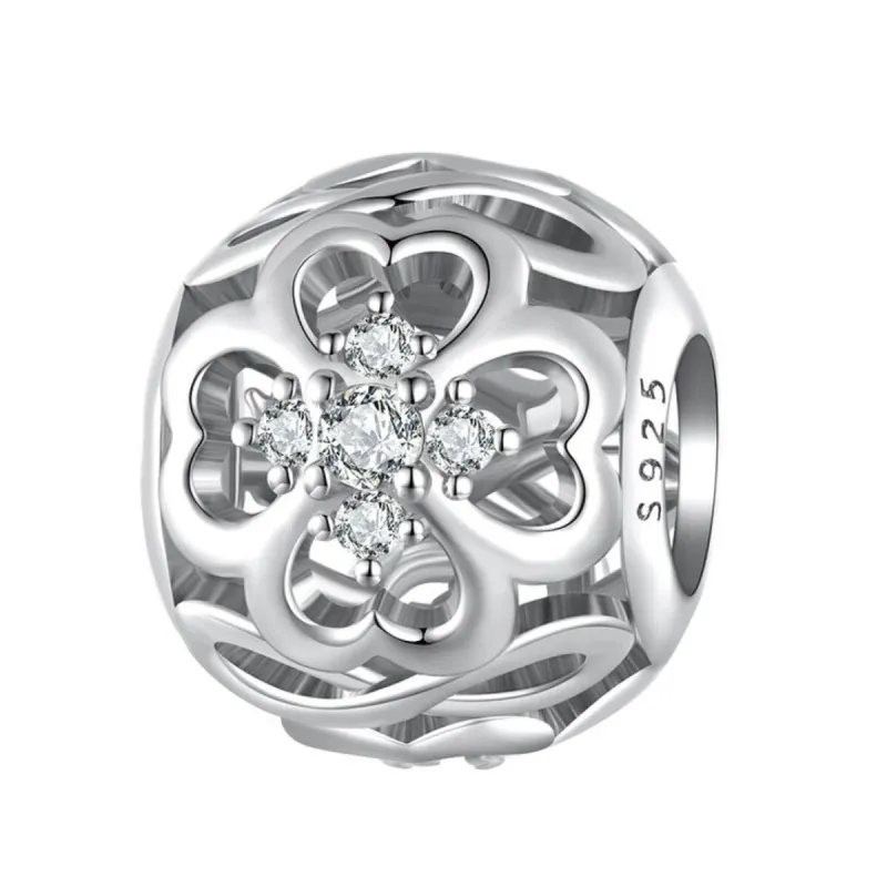 Cubic Zirconia & Sterling Silver Clover Round Charm sold by Zulily