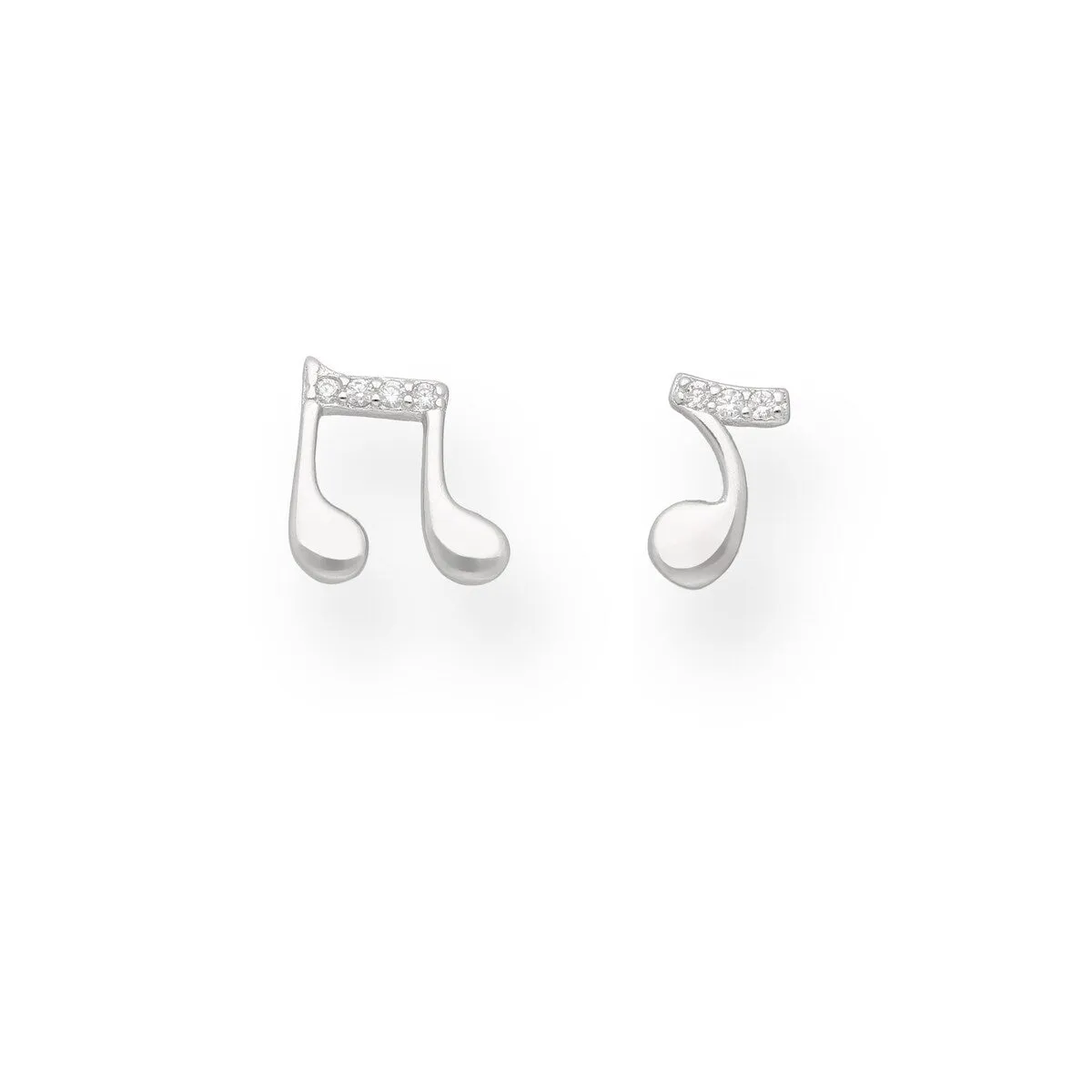 Sterling Silver Cubic Zirconia Music Notes Asymmetrical Stud Earrings sold by Zulily