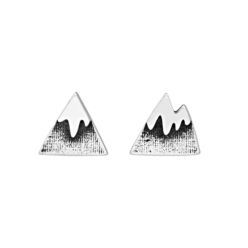 Sterling Silver Oxidized Mountain Stud Earrings sold by Zulily