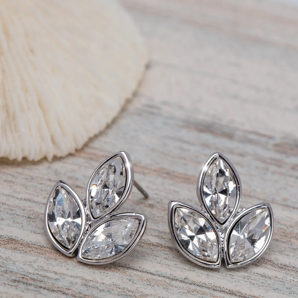 Crystal Triplet Leaf Stud Earrings sold by Zulily product image thumbnail 4