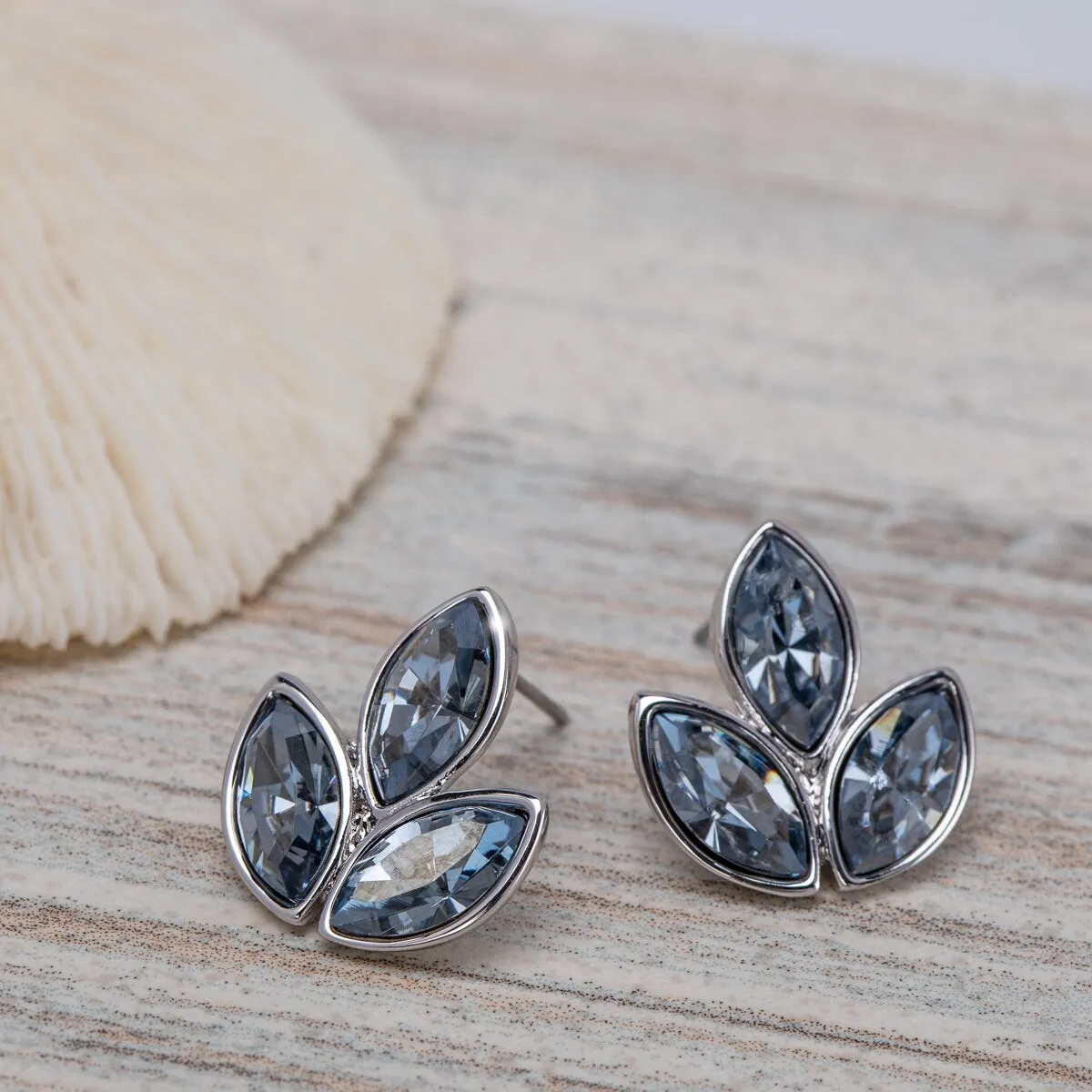 Crystal Triplet Leaf Stud Earrings sold by Zulily product image thumbnail 2