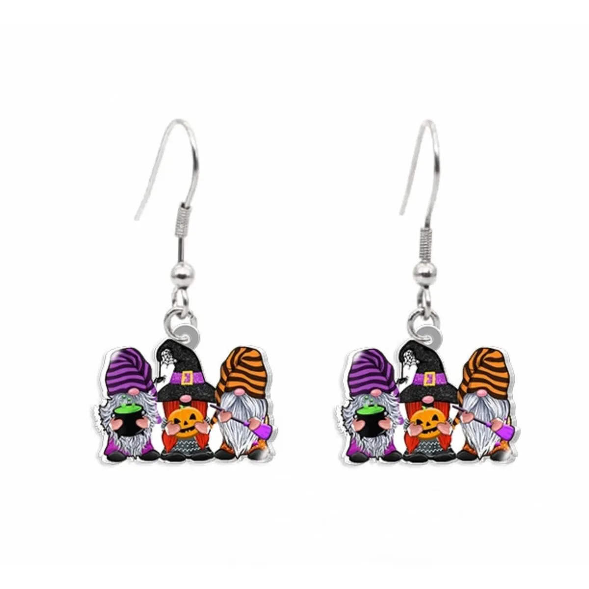 Purple & Orange Halloween Gnomes Drop Earrings sold by Zulily
