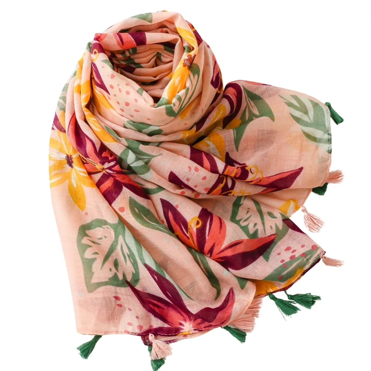 Red and Yellow Lily Scarf with Tassels sold by Zulily product image thumbnail 2