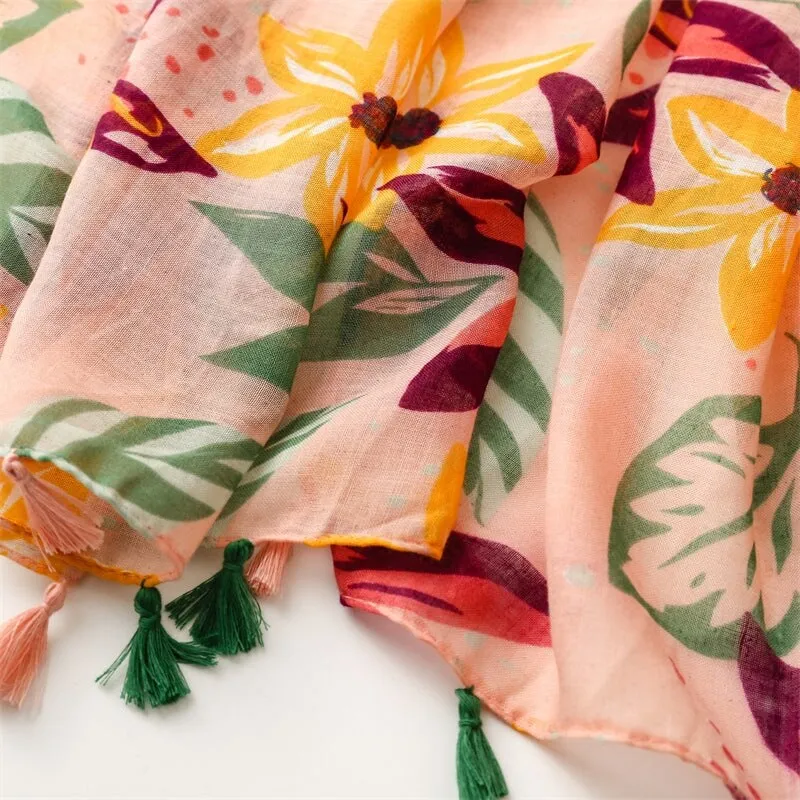 Red and Yellow Lily Scarf with Tassels sold by Zulily product image thumbnail 3