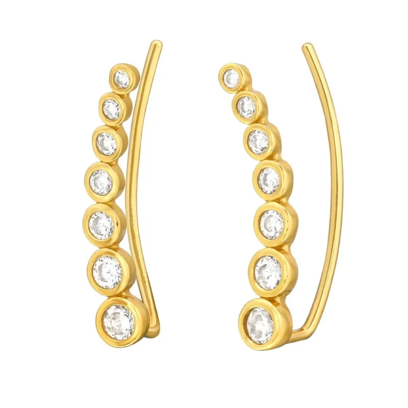 Cubic Zirconia & Sterling Silver 18k Gold-Plated Tiered Circular Ear Climbers Earrings sold by Zulily