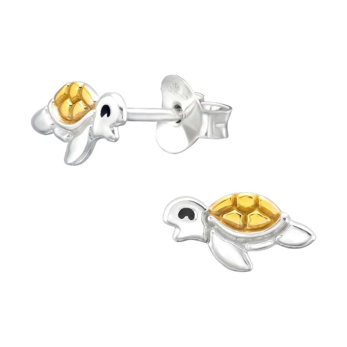Two-Tone Sterling Silver 18k Gold-Plated Ocean Turtle Stud Earrings sold by Zulily