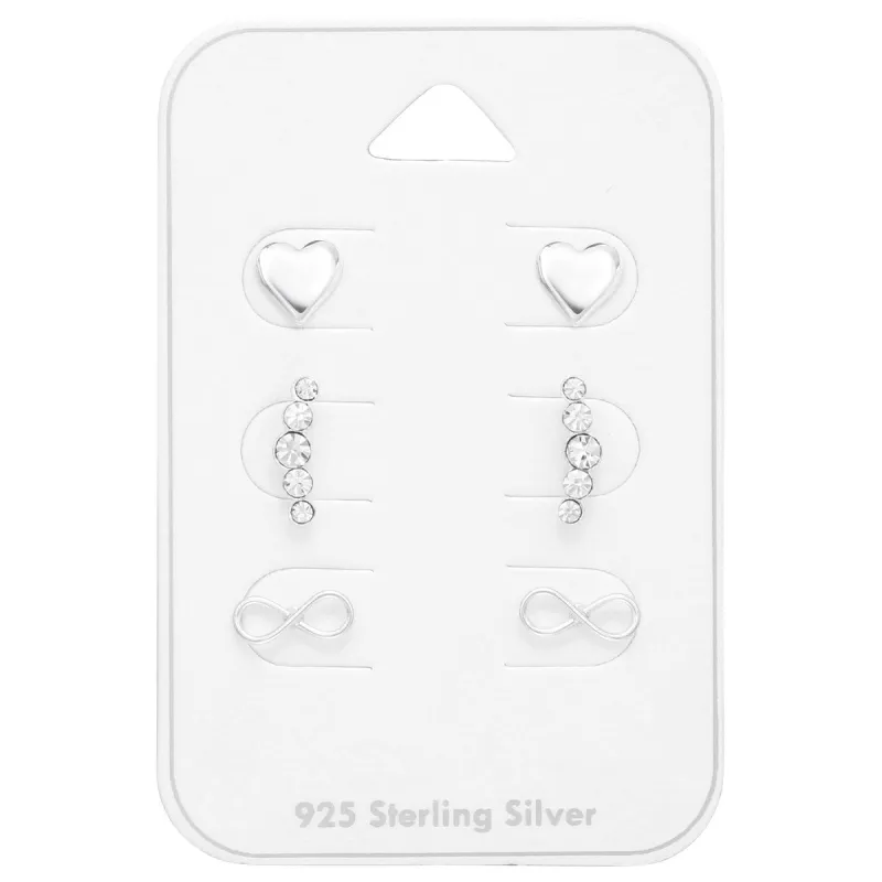Cubic Zirconia & Sterling Silver Heart Infinity Bar Stud Earrings made by Zulily