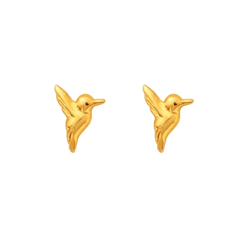 Goldtone Plated Sterling Silver Hummingbird Stud Earrings sold by Zulily