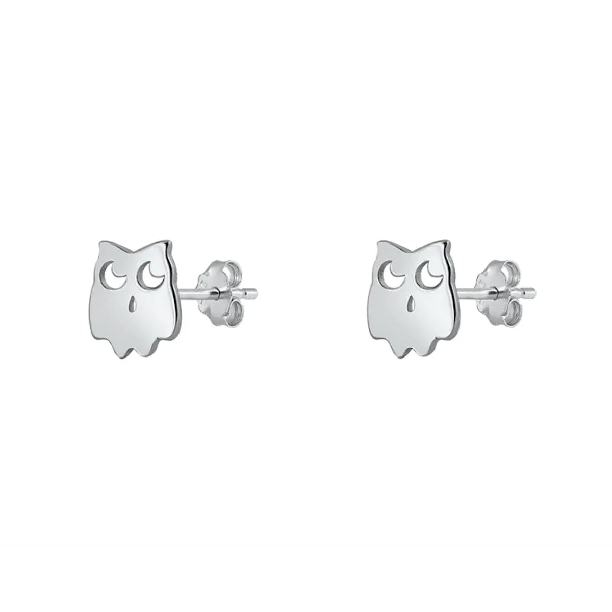Sterling Silver Crescent Owl Stud Earrings sold by Zulily