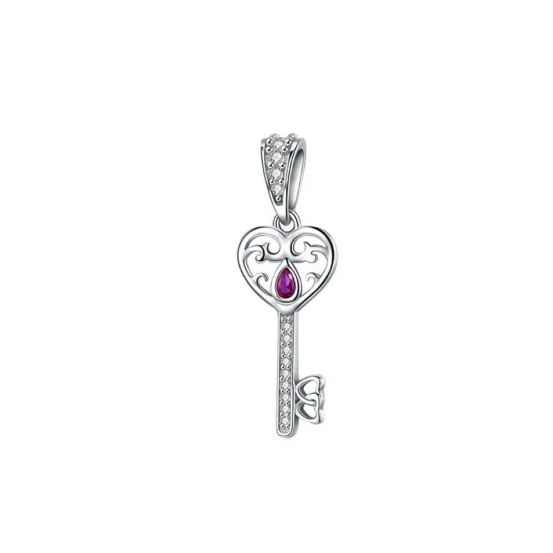 Fuchsia Cubic Zirconia & Sterling Silver Vintage Key Charm sold by Zulily