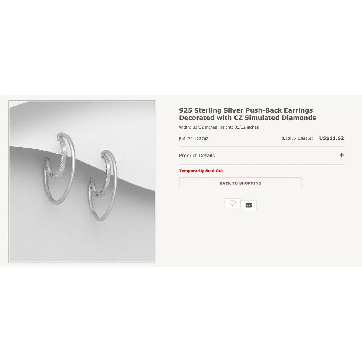 Sterling Silver Cubic Zirconia Half Moon Hoop Earrings sold by Zulily