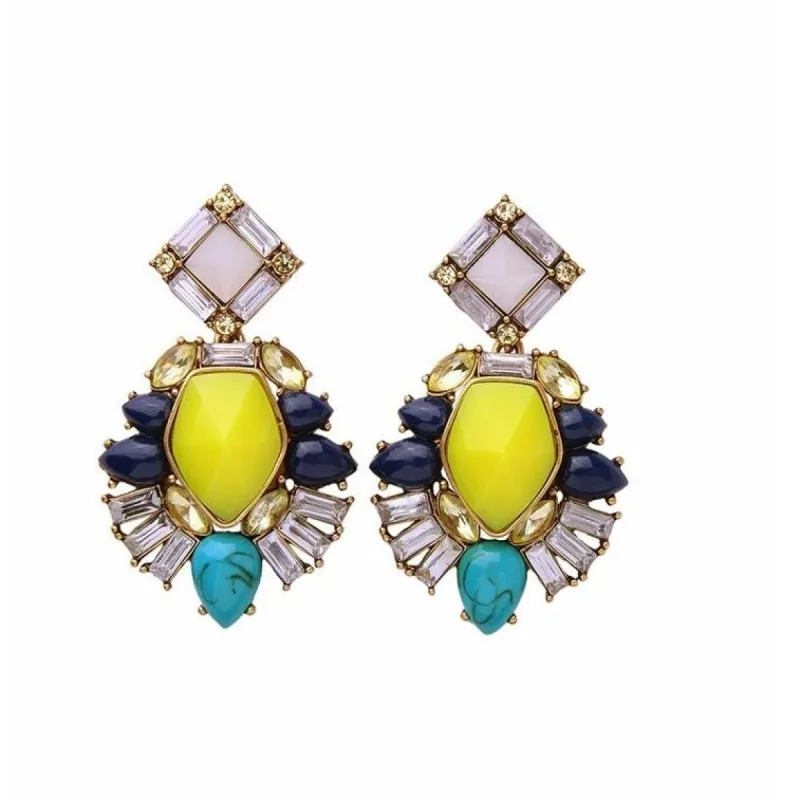 Yellow Turquoise Art Deco Drop Earrings sold by Zulily