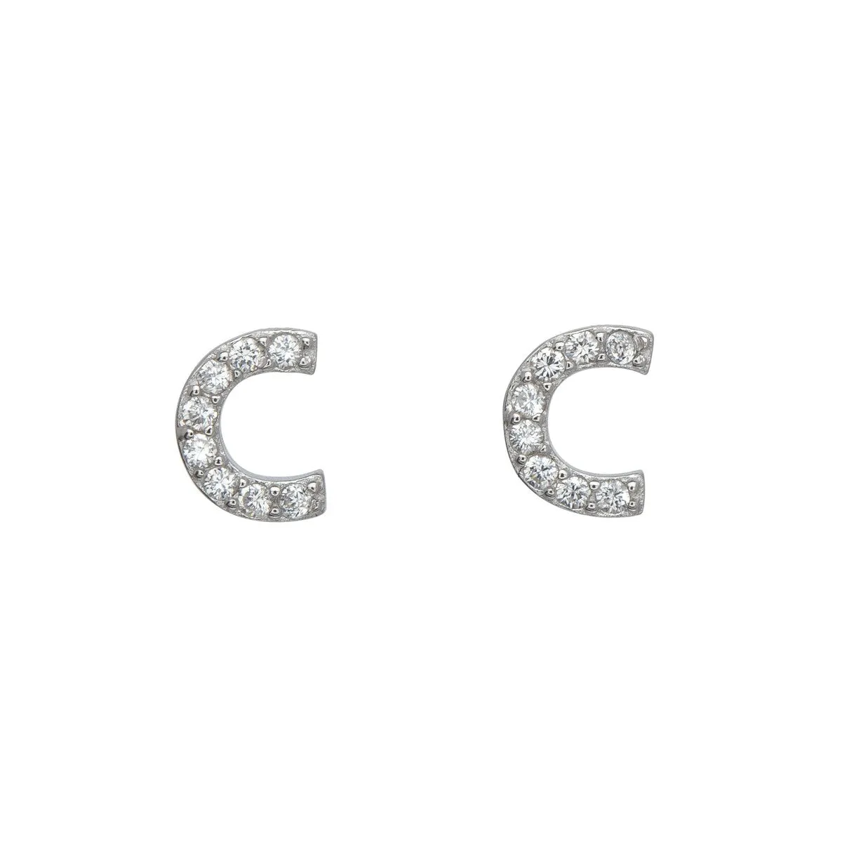 Sterling Silver Cubic Zirconia 'C' Stud Earrings sold by Zulily