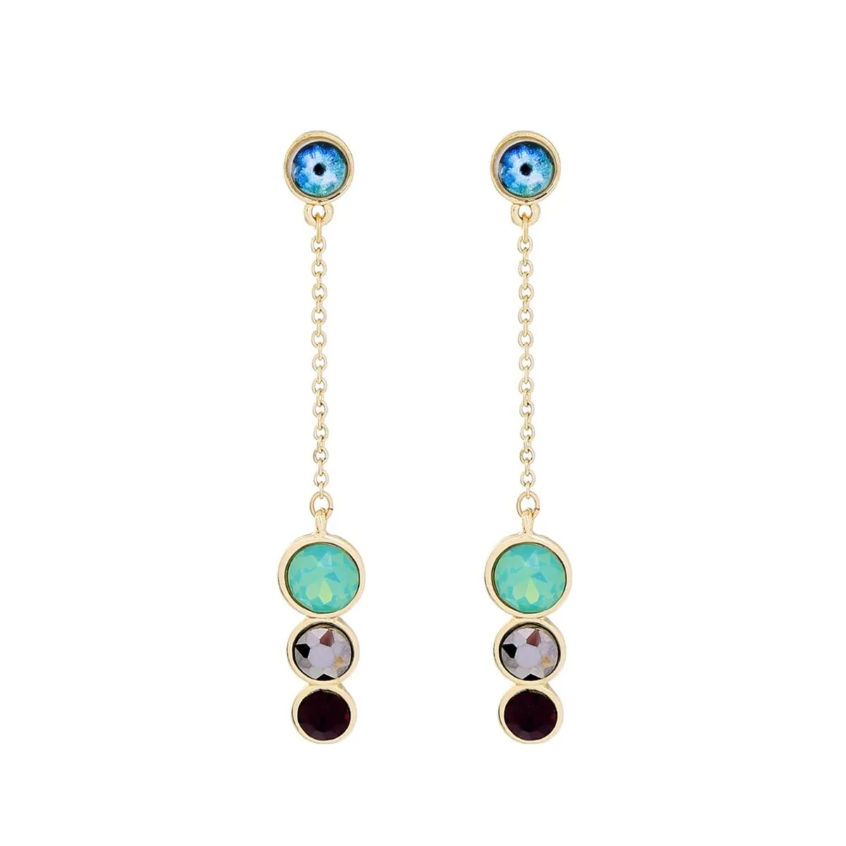 Goldtone & Eye Circular Drop Earrings sold by Zulily
