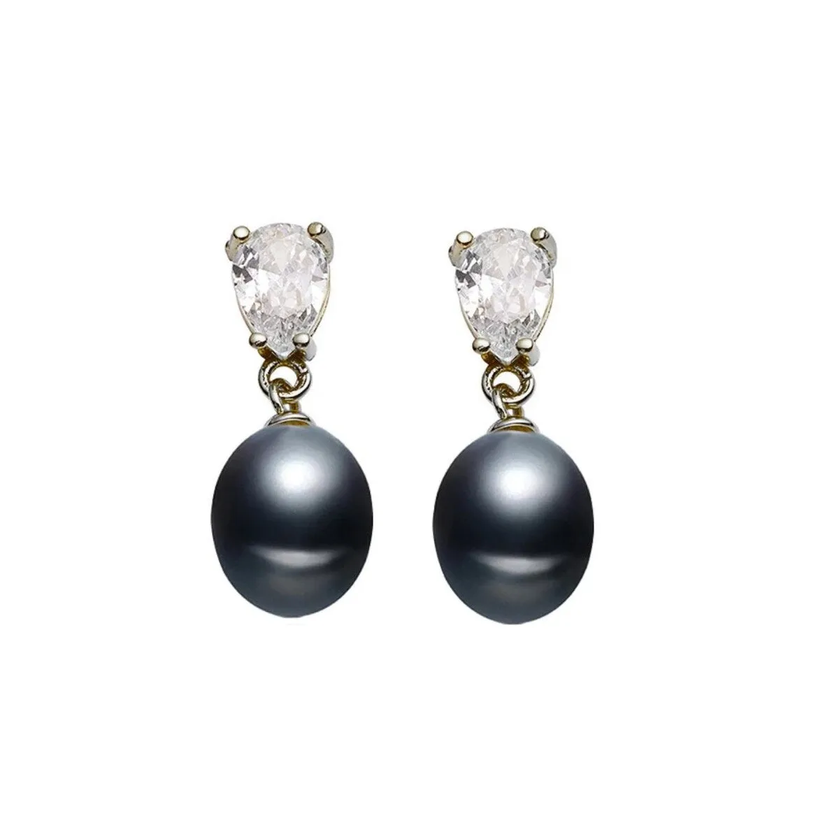 Sterling Silver & Black Fresh Water Pearls with Cubic Zirconia Teardrop Earrings sold by Zulily
