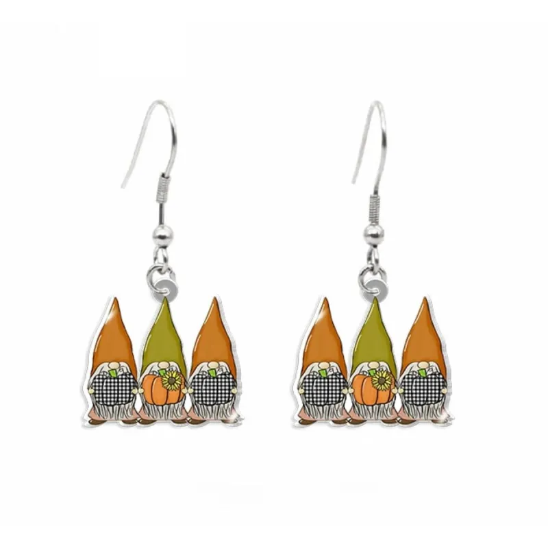 Green & Orange Gnomes With Pumpkins Drop Earrings sold by Zulily