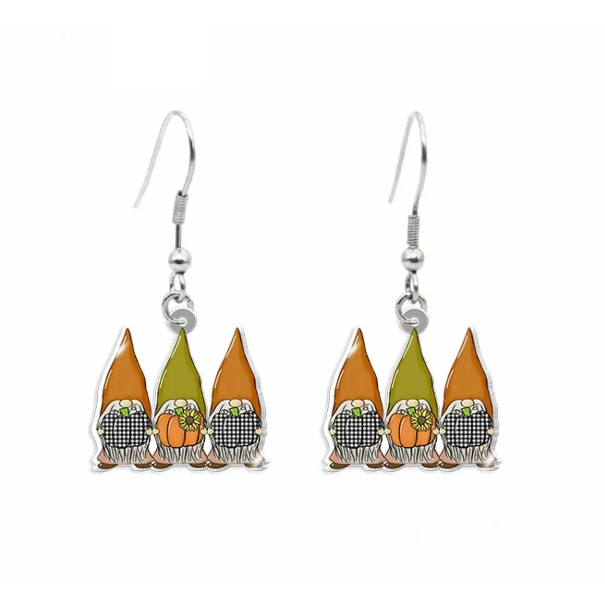 Green & Orange Gnomes With Pumpkins Drop Earrings sold by Zulily