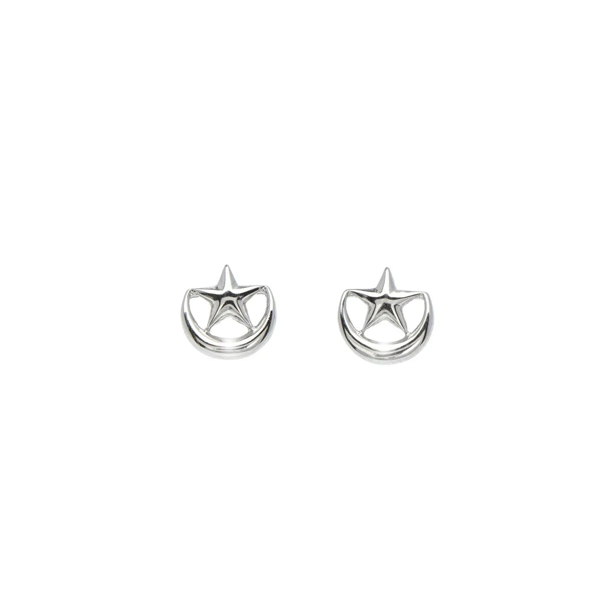 Sterling Silver Crescent Moon & Star Stud Earrings sold by Zulily