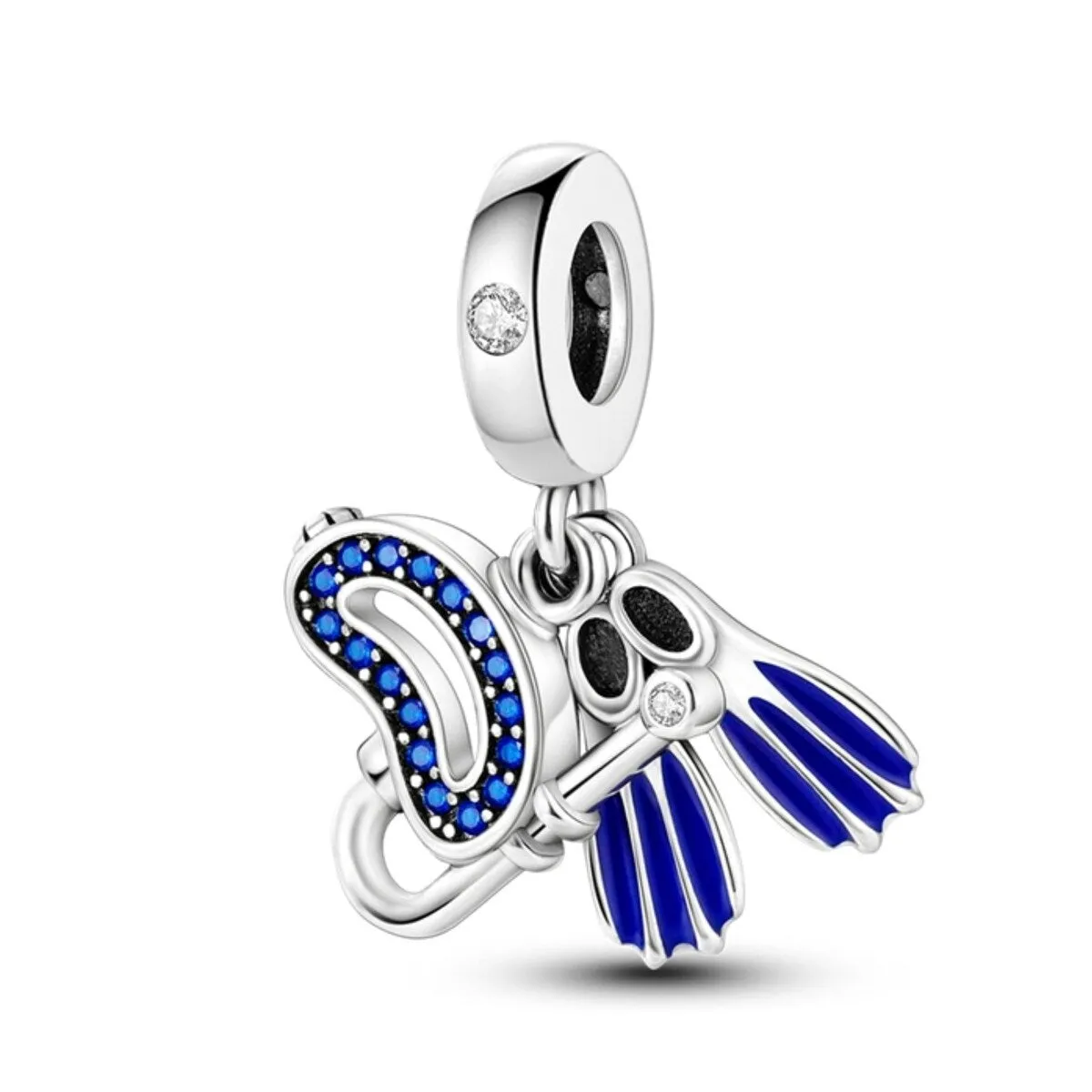 Blue Cubic Zirconia & Sterling Silver Snorkel Drop Charm sold by Zulily
