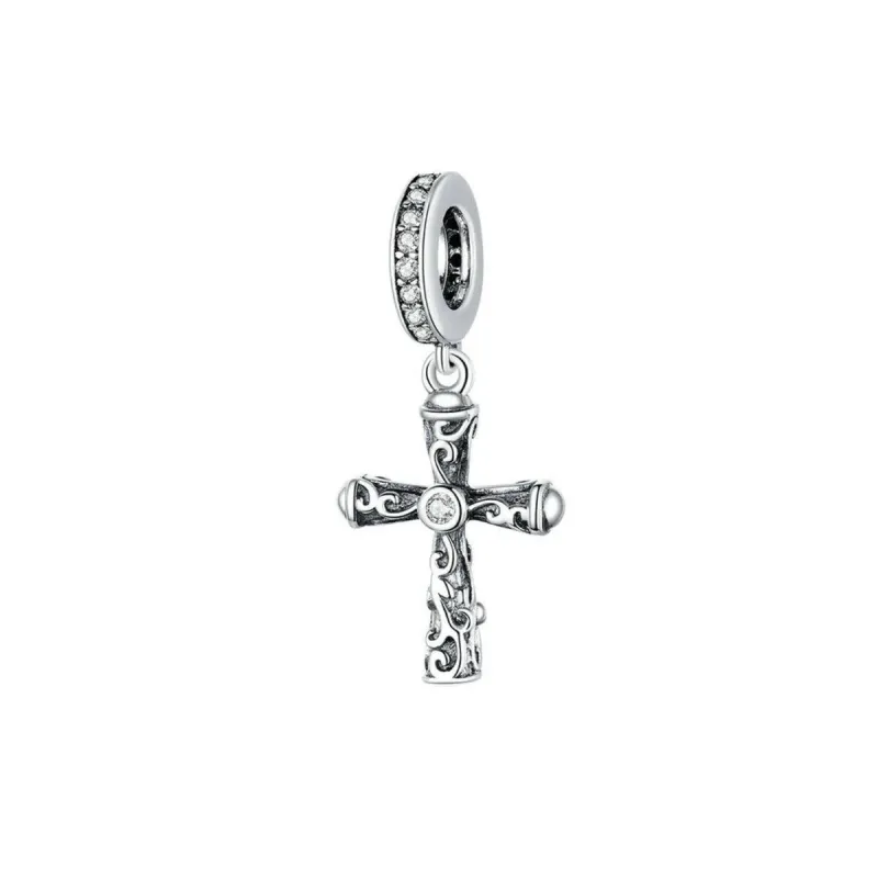 Cubic Zirconia & Sterling Silver Celtic Ivy Cross Charm sold by Zulily