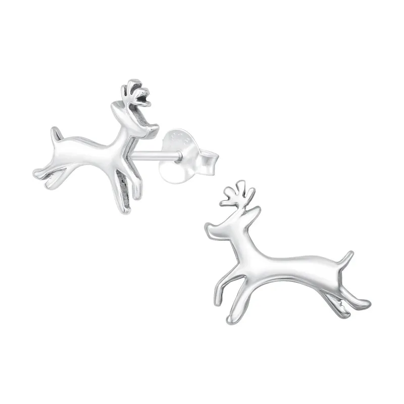 Sterling Silver Prancing Reindeer Dainty Stud Earrings sold by Zulily