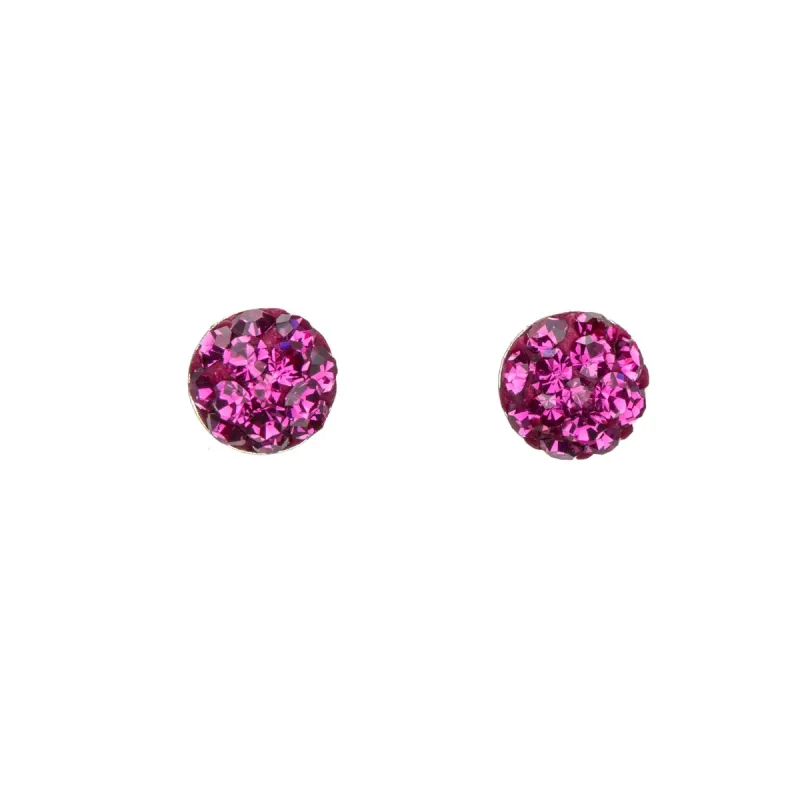 Sterling Silver Fuchsia Cubic Zirconia Pave Stud Earrings sold by Zulily
