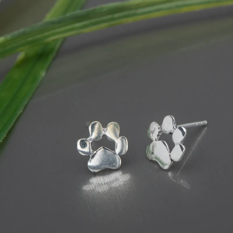 Sterling Silver Paw Print Stud Earrings sold by Zulily